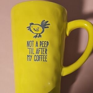 Cheerful Yellow Coffee Mug with Bird Design